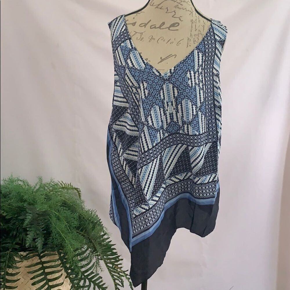 NWT NIC + ZOE MULTI SILK BLEND BLUE BLOUSE 3X,2X